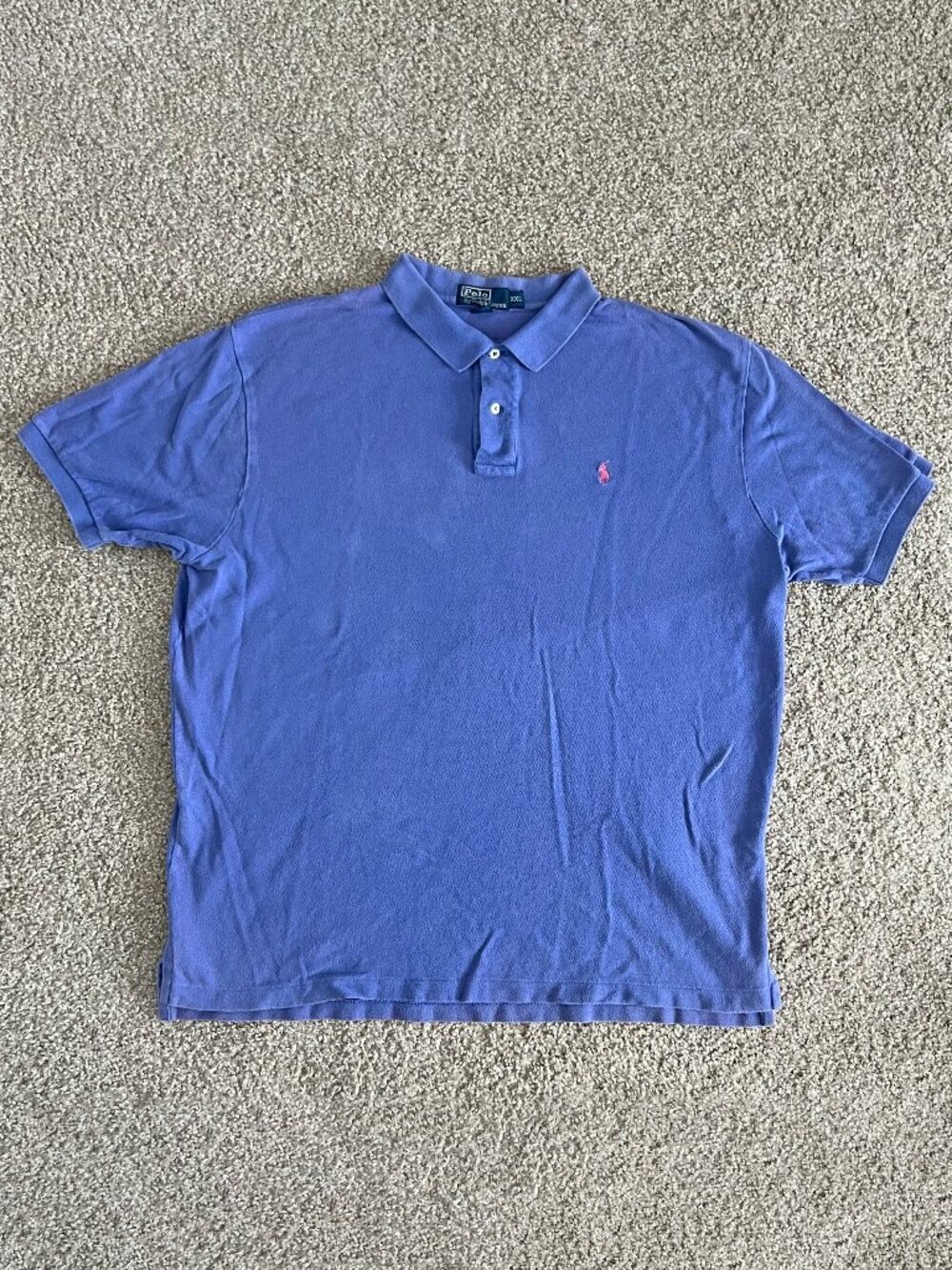 Y2K Polo Ralph Lauren Men's Large Purple Collared Short Sleeve Logo Size 2X